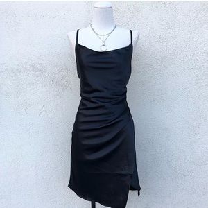 Black Satin Midi Dress